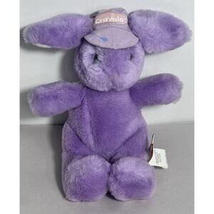 Vintage 1989 Hallmark Crayola Purple Bunny Rabbit Plush Stuffed Plush With Hat